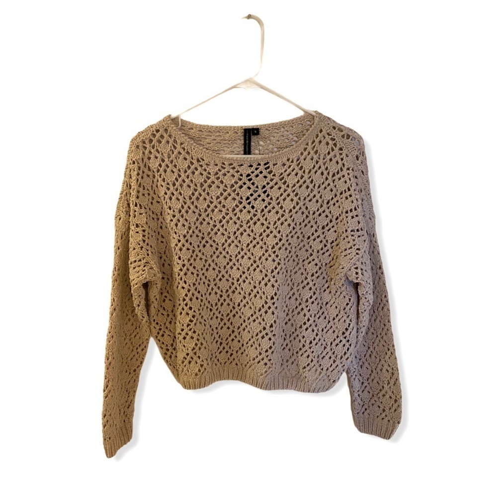Moon & Madison Loose Knit Crochet Crop Sweater
